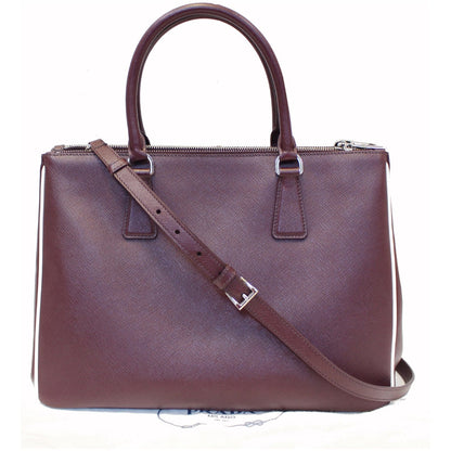 PRADA Lux Large Saffiano Leather Tote Shoulder Bag Burgundy