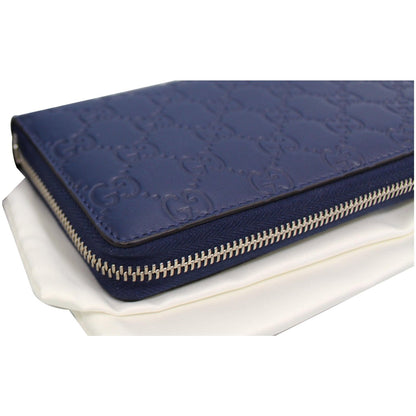 GUCCI Zip Around NY New York Yankees Patch Guccissima Wallet Blue - Last Call