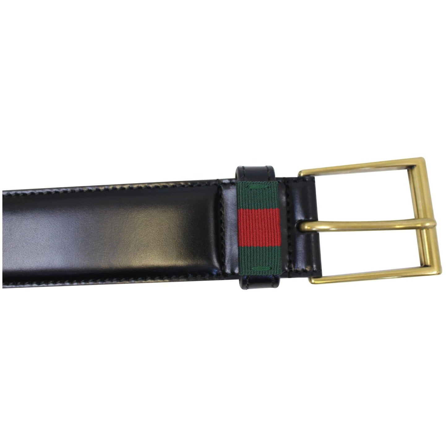 GUCCI Web Leather Belt Black 495125 Size 36