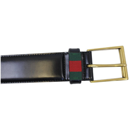 GUCCI Web Leather Belt Black 495125 Size 36