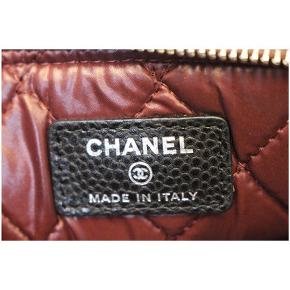 CHANEL Caviar Leather Large O-Case Zip Pouch Black