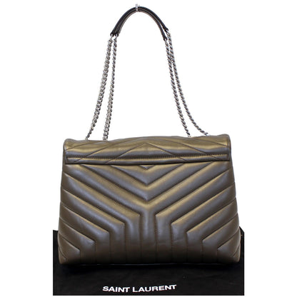 YVES SAINT LAURENT Matelasse Loulou Monogram Calfskin Shoulder Bag Grey