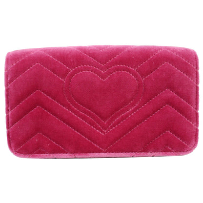 GUCCI Marmont Velvet Love Mini Pearl Embroidered Shoulder Bag Pink