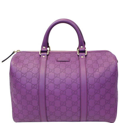 GUCCI Medium Joy Guccissima Leather Boston Bag Purple 265697