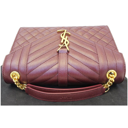 YVES SAINT LAURENT Envelope Medium Chain Shoulder Bag Burgundy