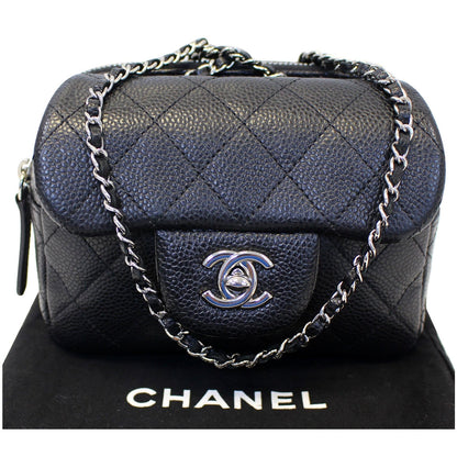 CHANEL Classic Mini Flap Quilted Lambskin Crossbody Bag Black