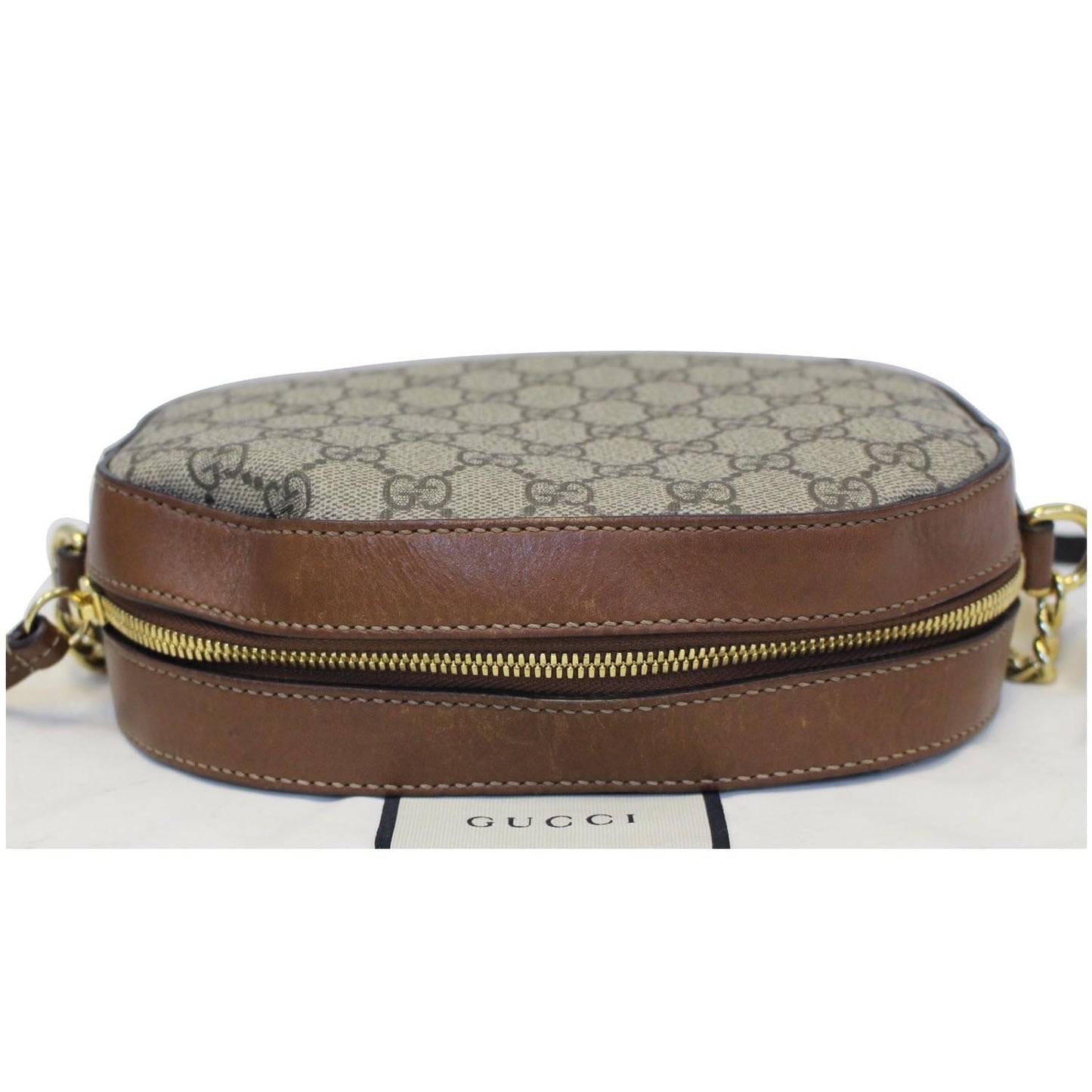 GUCCI GG Supreme Mini Chain Crossbody Bag Beige 409535