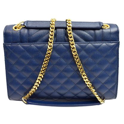 YVES SAINT LAURENT Envelope Chain Medium Leather Shoulder Bag Blue