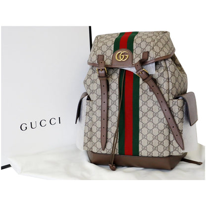 GUCCI Ophidia GG Medium Supreme Canvas Backpack Beige/Ebony 598140