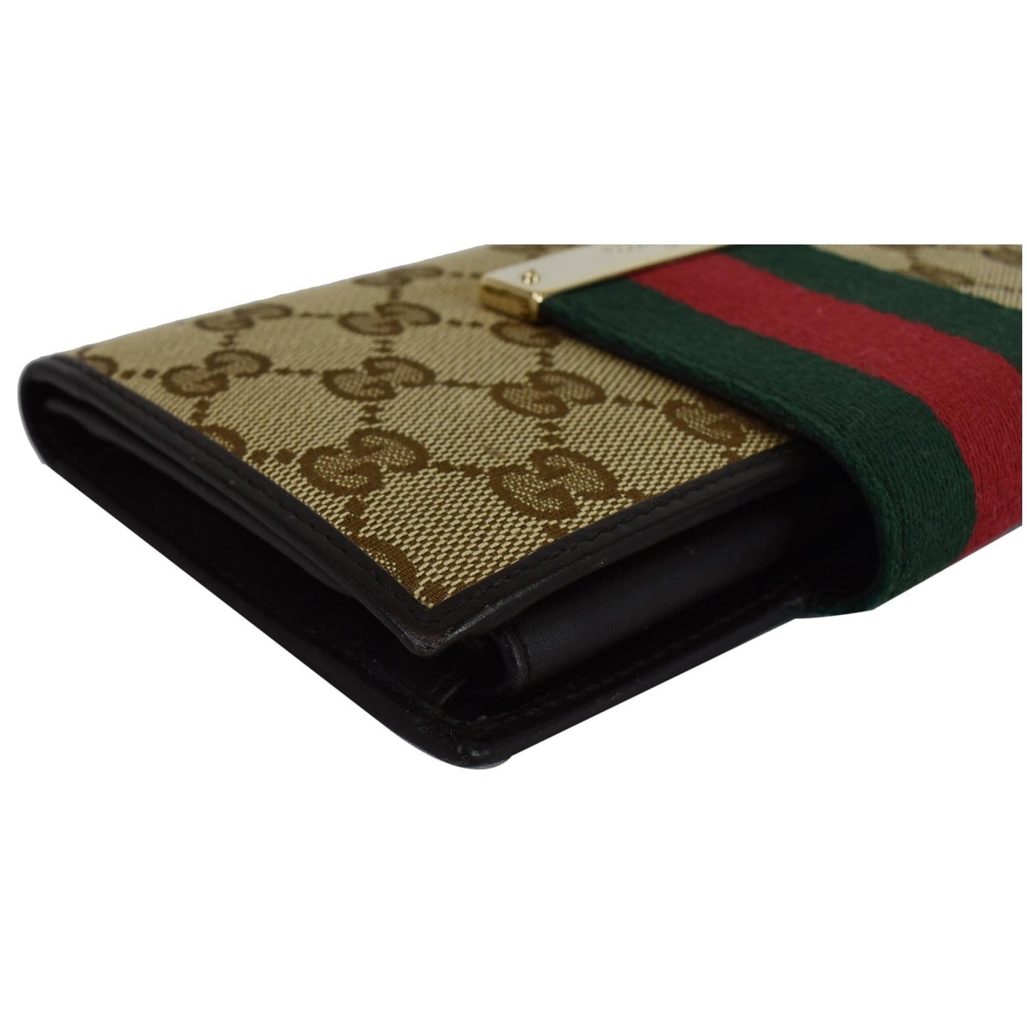 GUCCI Monogram Ladies Web GG Canvas Continental Wallet Beige 181668