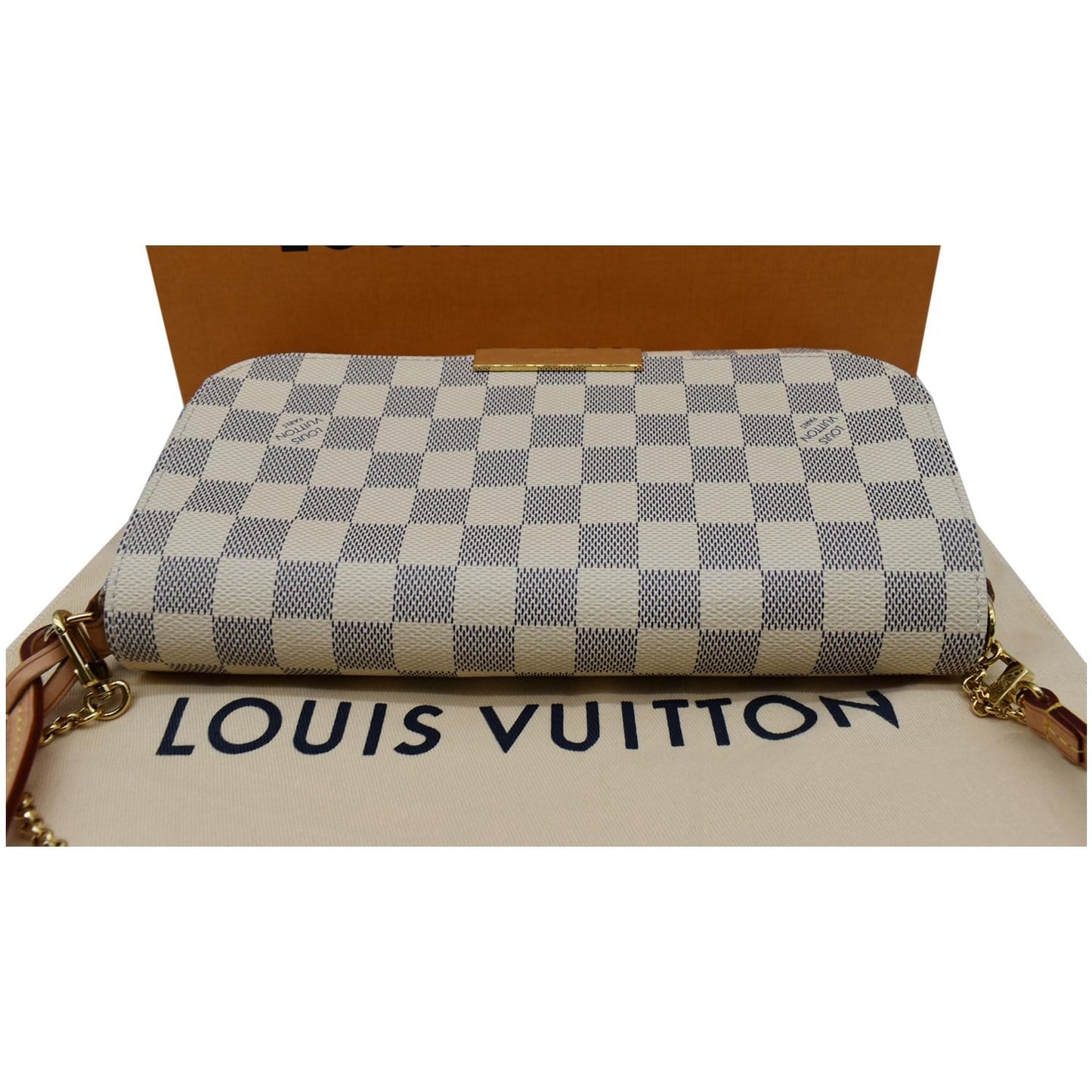 LOUIS VUITTON Favorite MM Damier Azur Crossbody Bag White