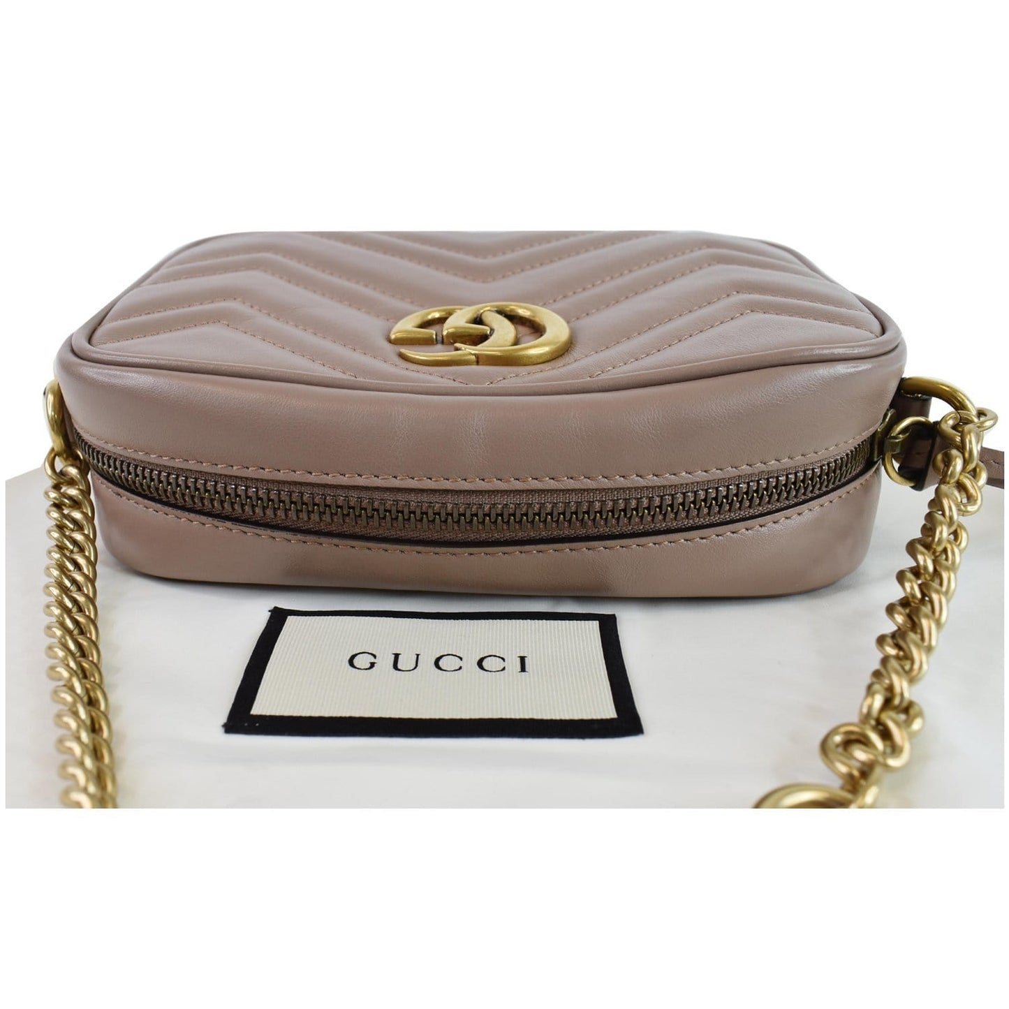 GUCCI GG Marmont Matelasse Mini Leather Crossbody Bag Dusty Pink 448065