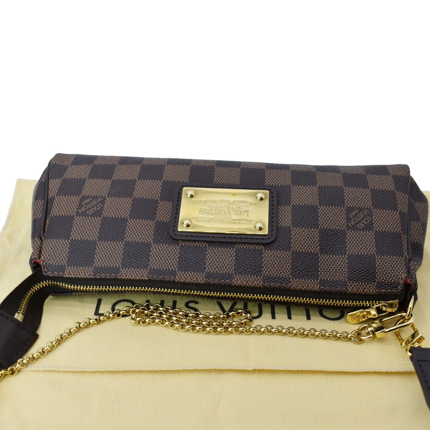 LOUIS VUITTON Eva Pochette Damier Ebene Clutch Crossbody Bag Brown