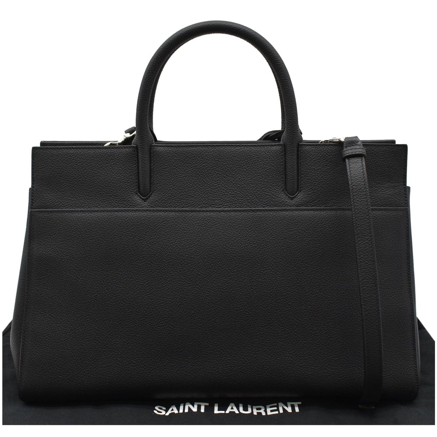 YVES SAINT LAURENT Cabas Rive Gauche Leather Tote Bag Black