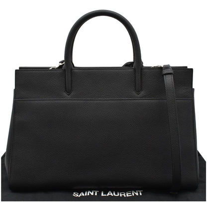 YVES SAINT LAURENT Cabas Rive Gauche Leather Tote Bag Black
