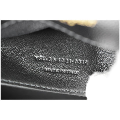 YVES SAINT LAURENT Kate Leather Gold Chain Clutch Crossbody Bag Black