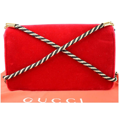GUCCI Broadway Mini Velvet Crossbody Bag Red 544242 - Final Sale