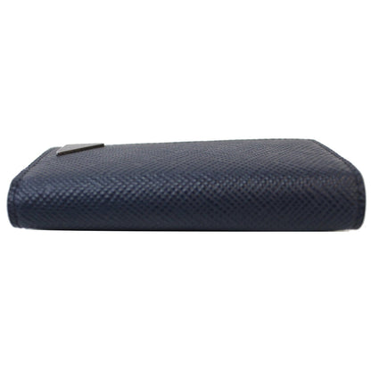 PRADA 6 Key Holder Leather Wallet Blue