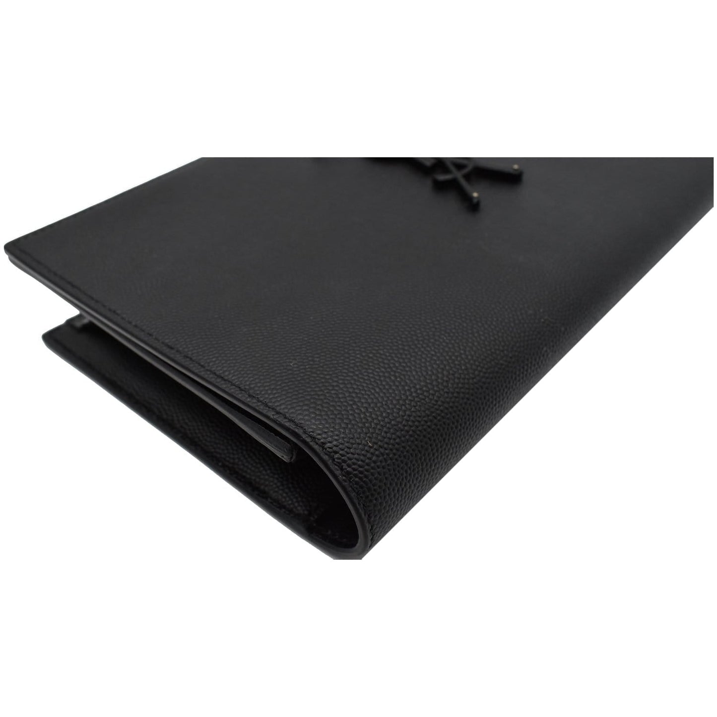 YVES SAINT LAURENT Kate Pebbled Leather Clutch Wallet Black