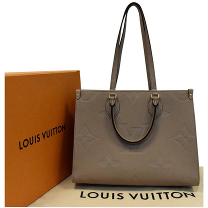 LOUIS VUITTON Onthego MM Monogram Empreinte Shoulder Bag Tourterelle