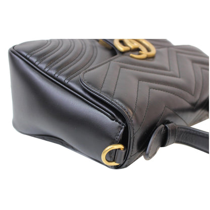 GUCCI GG Marmont Small Top Handle Shoulder Bag Black 498110