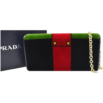 PRADA Cahier Velvet Clutch Bag Multicolor