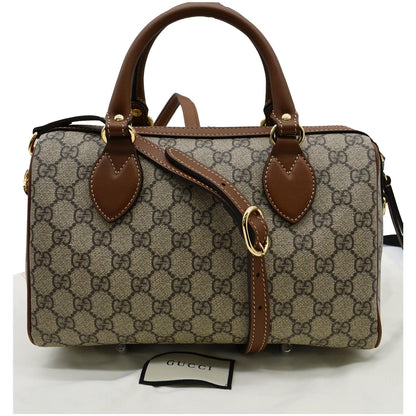 GUCCI Blind for Love Embroidered GG Supreme Canvas Boston Bag Maple Brown 409529