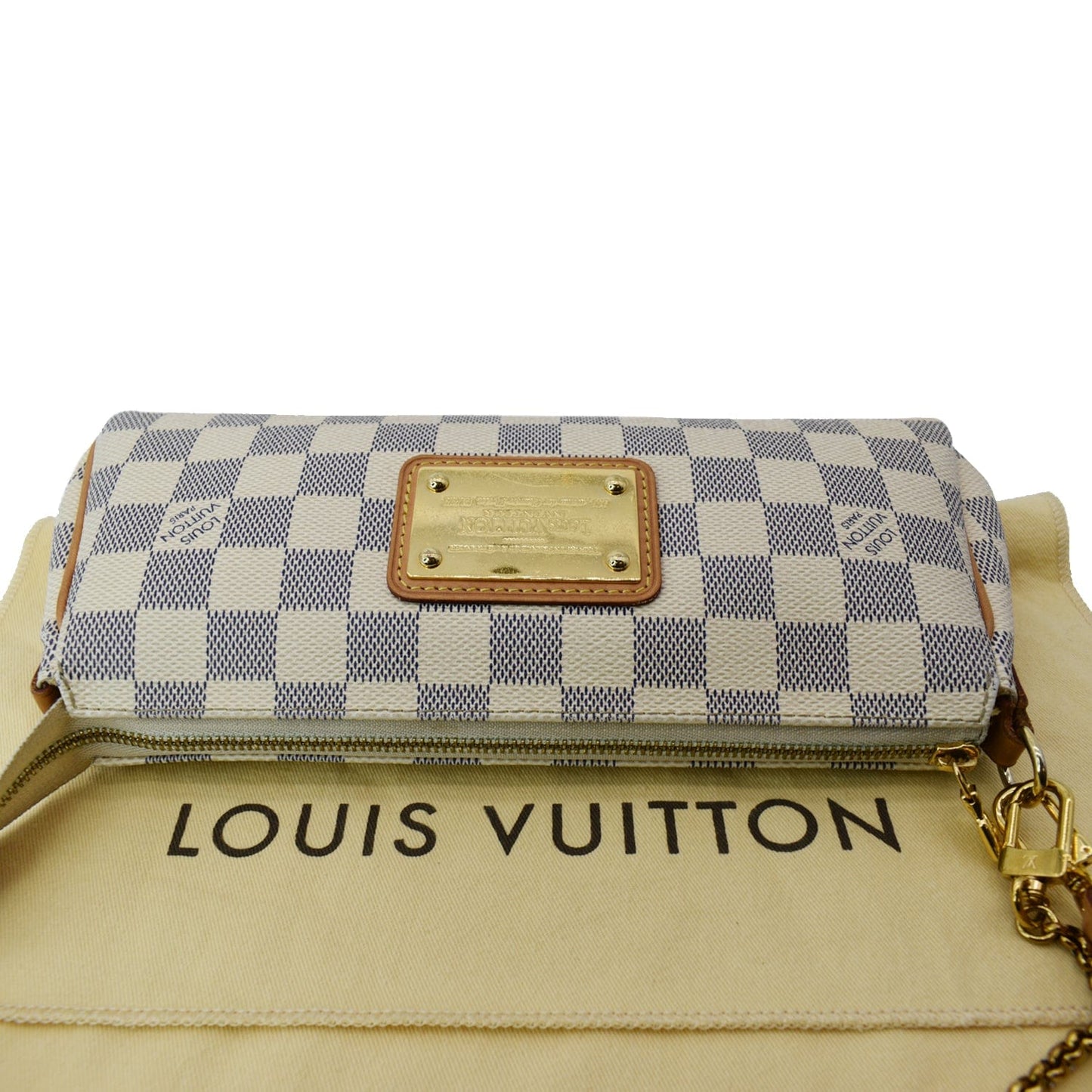 LOUIS VUITTON Pochette Eva Damier Azur Clutch Bag White
