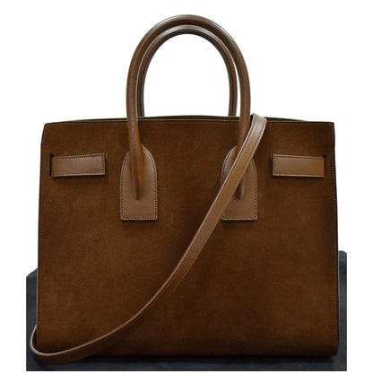 YVES SAINT LAURENT Sac de Jour Suede Leather Tote Shoulder Bag Brown