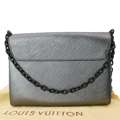 LOUIS VUITTON Twist MM Epi Patent Leather Shoulder Bag Silver