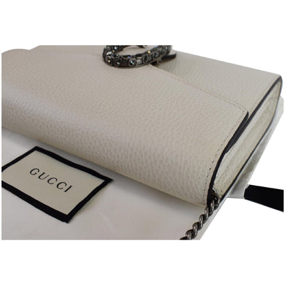 GUCCI Dionysus Mini Leather Chain Shoulder Bag White 401231