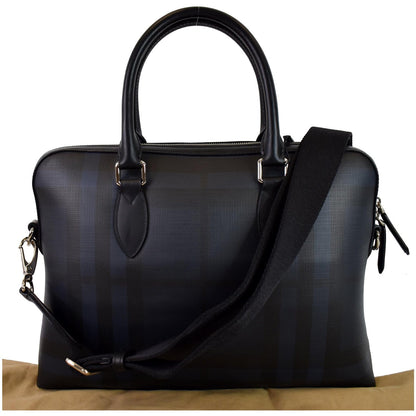 BURBERRY Hambleton London Check Briefcase Messenger Bag Blue
