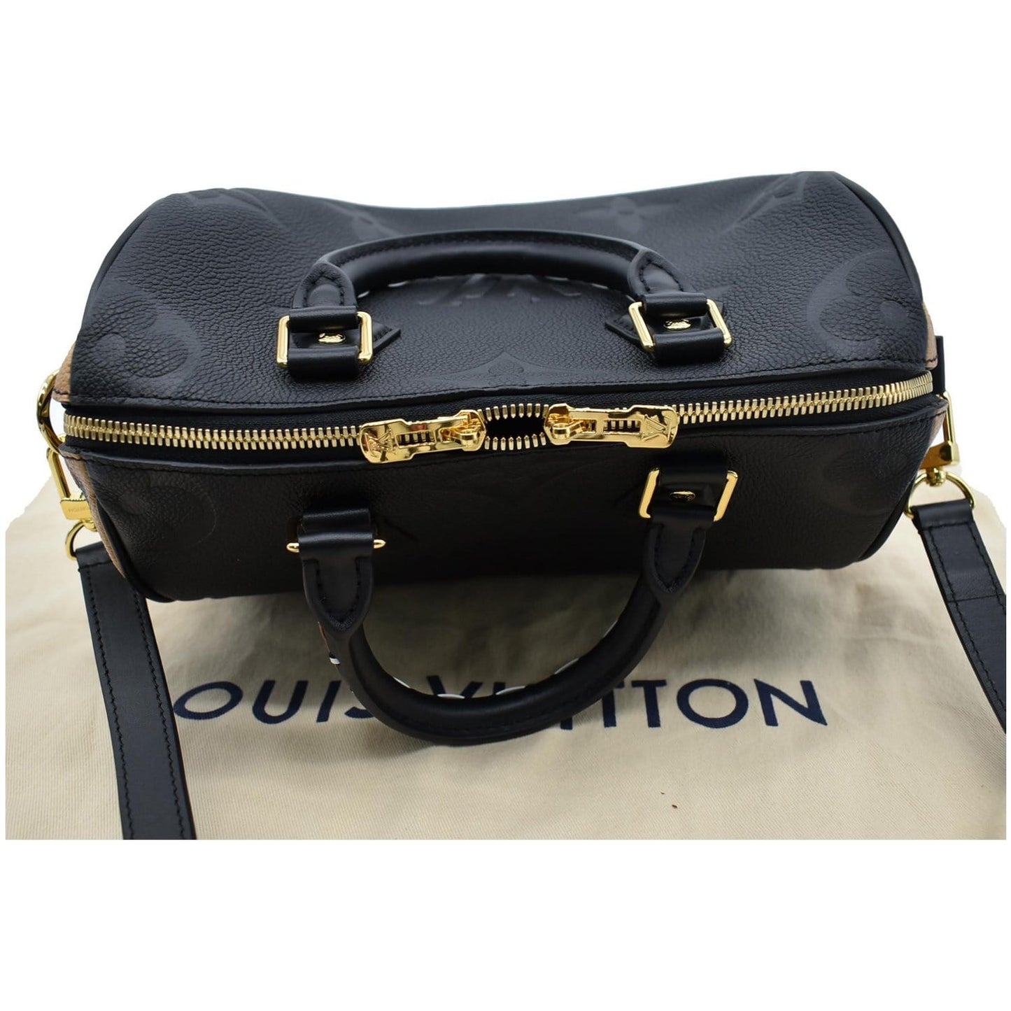 LOUIS VUITTON Speedy 25 Wild At Heart Leather Shoulder Bag Black