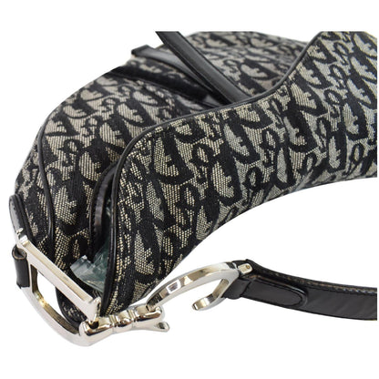 CHRISTIAN DIOR Saddle Oblique Jacquard Shoulder Bag Black