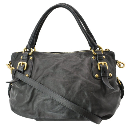 PRADA BR4281 Soft Leather Shoulder Bag Black