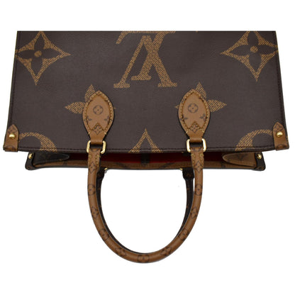 LOUIS VUITTON Onthego MM Giant Monogram Canvas Tote Shoulder Bag Brown