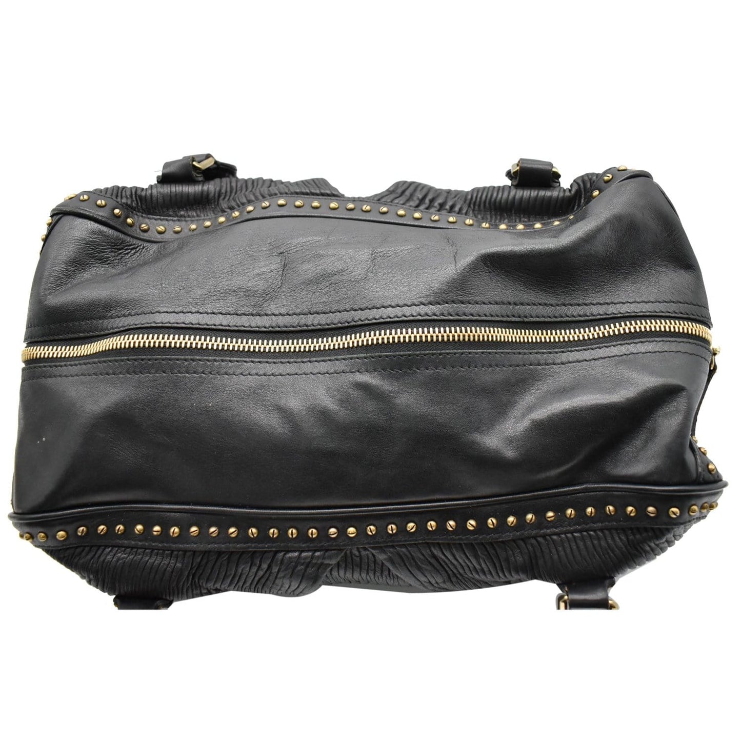 BURBERRY Studded Leather Satchel Bag Black