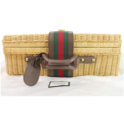 GUCCI Neutral Wicker suitcase Tan 524239 - Final Sale