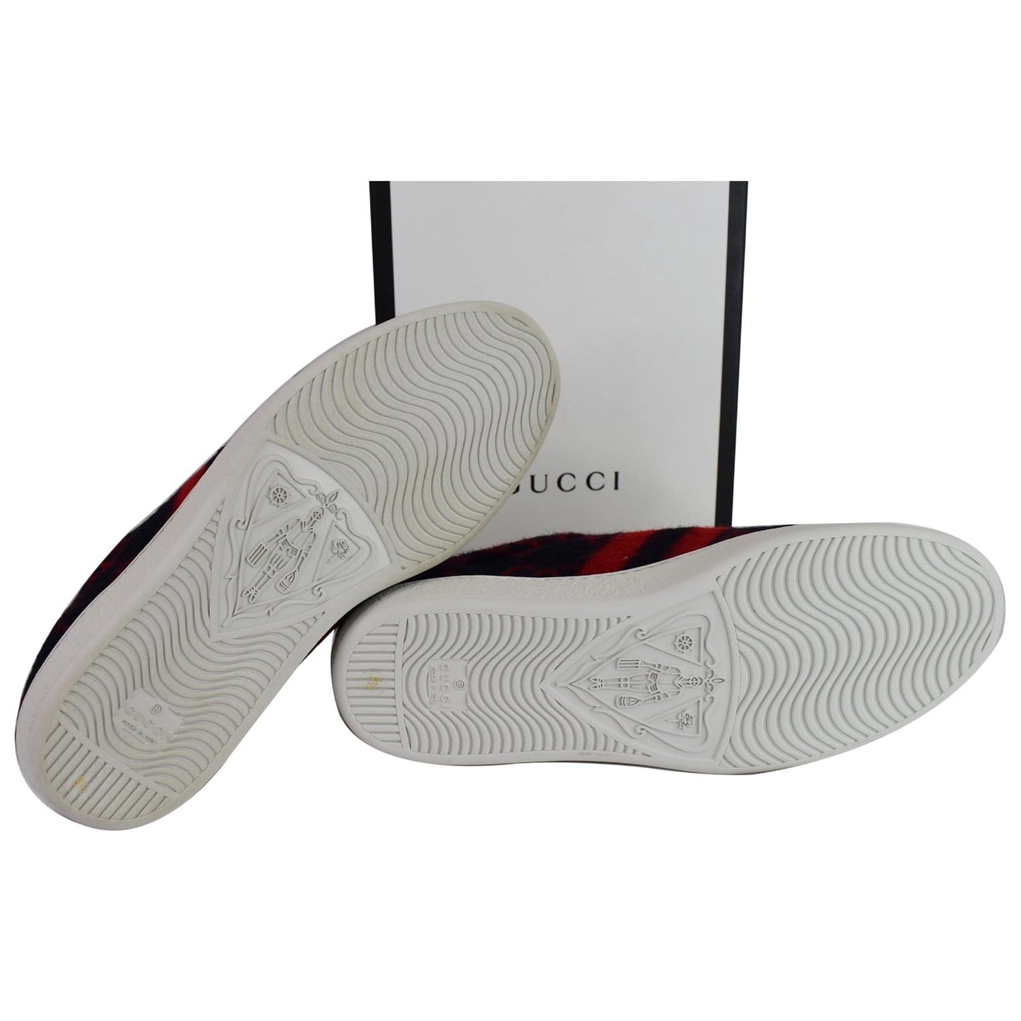 GUCCI Ace Low-Top Wool GG Monogram Sneaker Blue/Red 548695 US 9.5 - 15% OFF