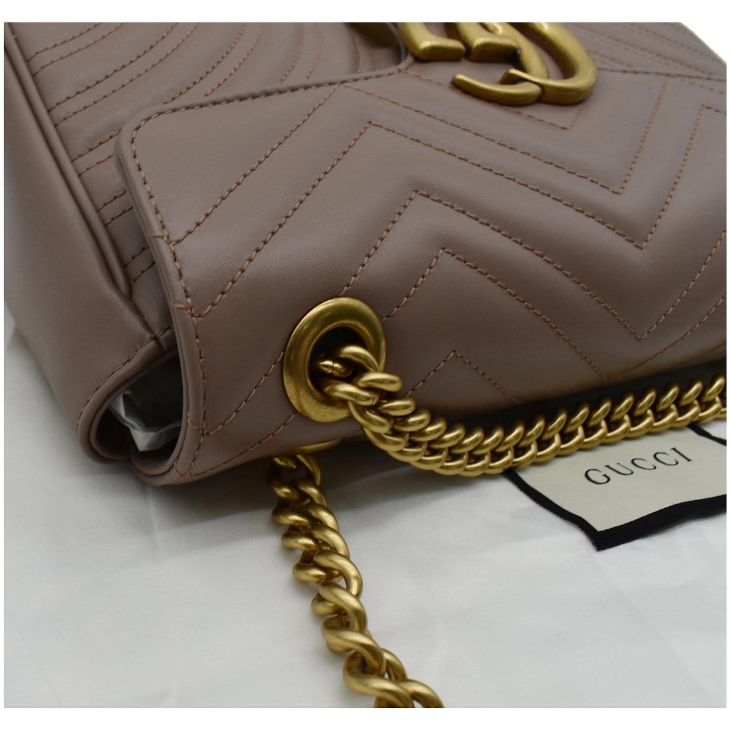 GUCCI GG Marmont Small Matelasse Leather Crossbody Bag Nude 443497