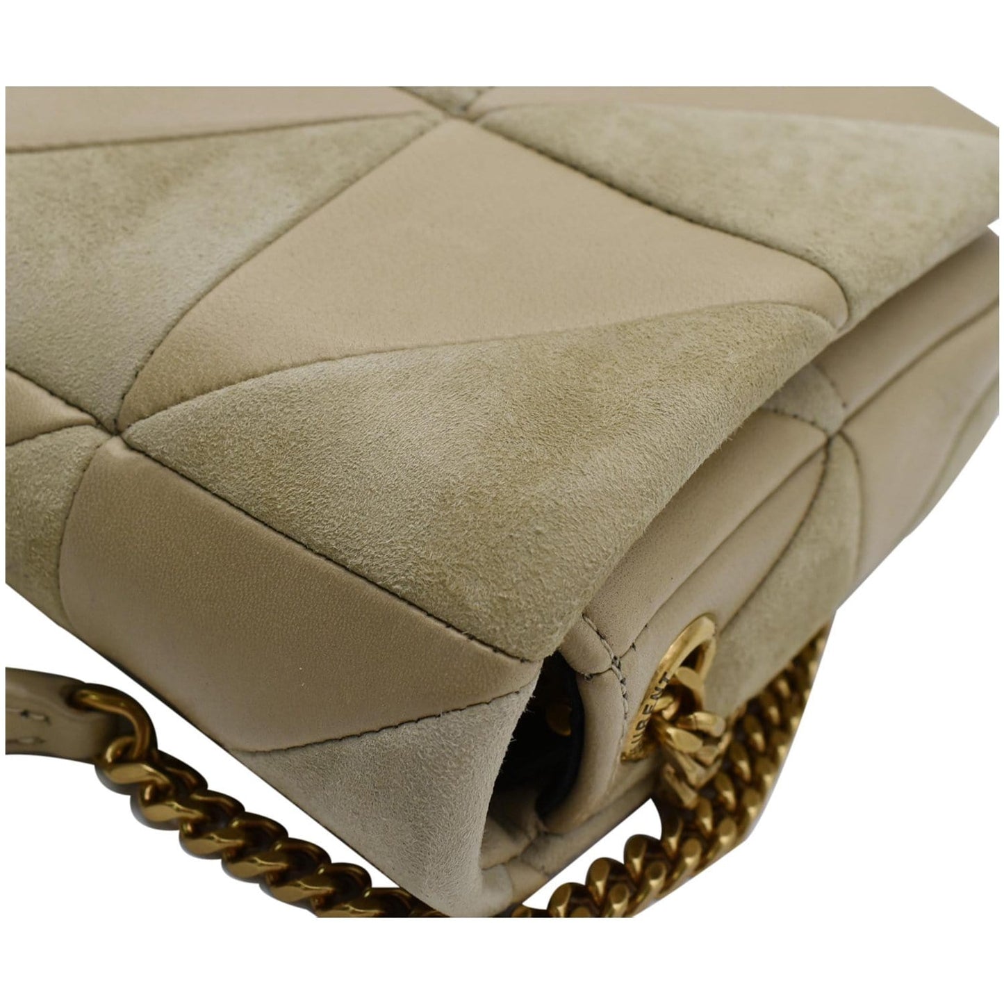 YVES SAINT LAURENT Jamie Suede Leather Shoulder Bag Sea Salt