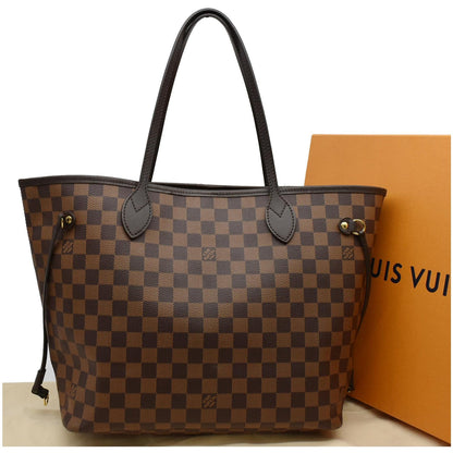 LOUIS VUITTON Neverfull MM Damier Ebene Tote Bag Brown