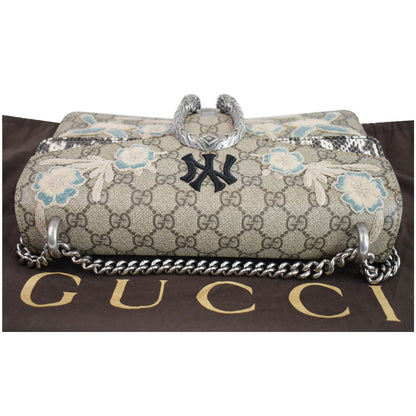 GUCCI Dionysus Small Supreme Python NY Yankees Patch Shoulder Bag Beige 400249