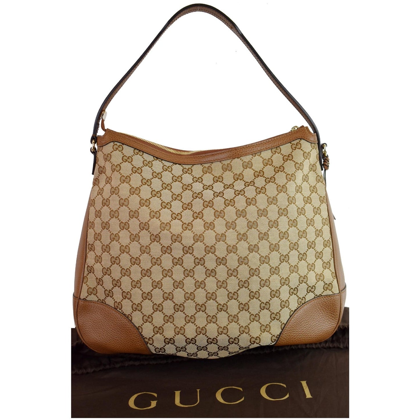 GUCCI Large Bree GG Canvas Hobo Bag Beige 449244