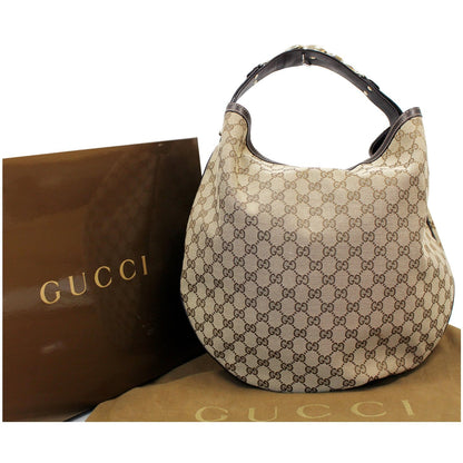 GUCCI GG Canvas Horsebit Catena Hobo Bag Beige 170014