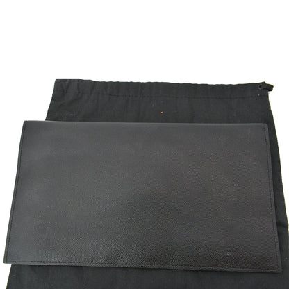 YVES SAINT LAURENT Uptown Envelope Grain De Poudre Leather Clutch Black