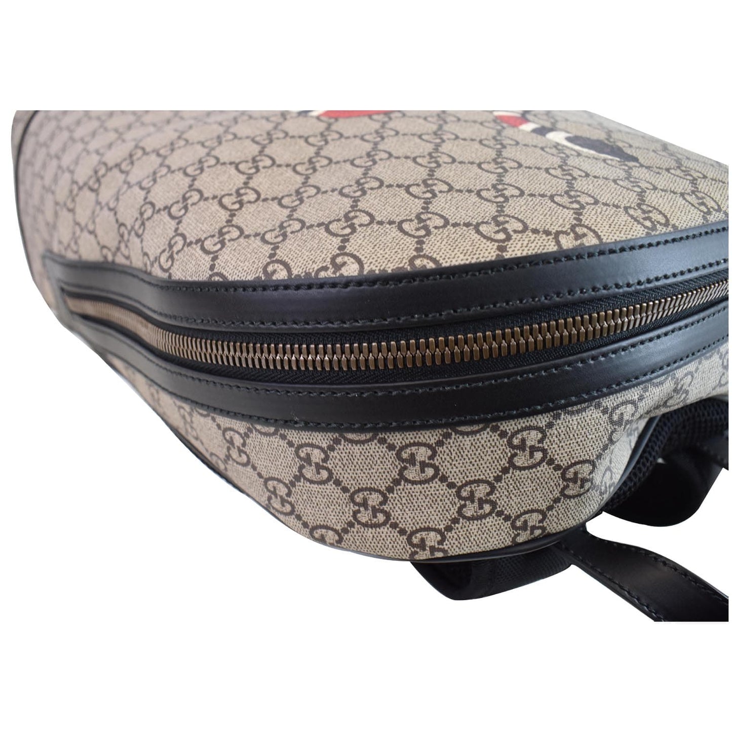 GUCCI Kingsnake Print GG Supreme Backpack Bag Beige 419584