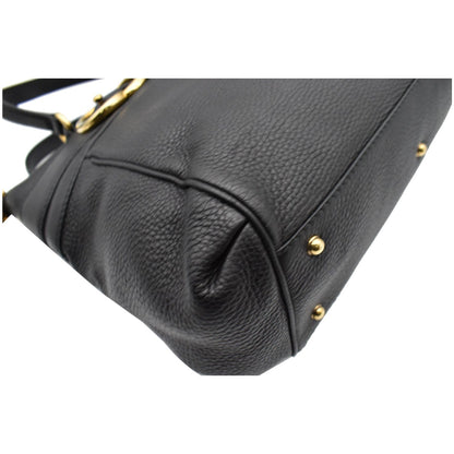 GUCCI Ride Medium Pebbled Leather Top Handle Shoulder Bag Black