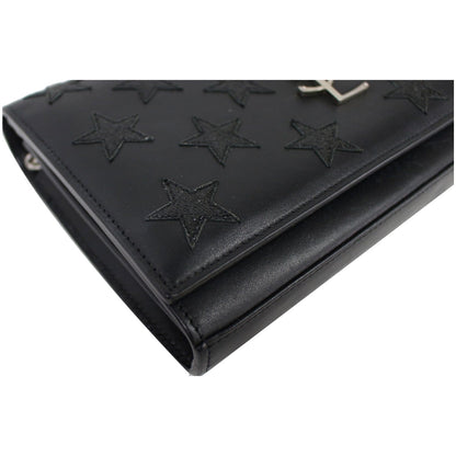 YVES SAINT LAURENT Kate Stars Leather Chain Clutch Crossbody Bag Black