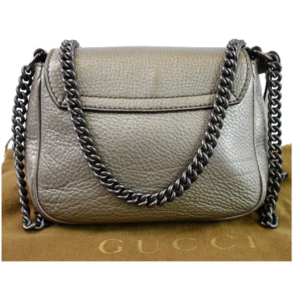 GUCCI GG Soho Tassel Pebbled Leather Shoulder Bag Silver 323190